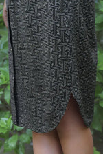 【大島紬意匠 ストレッチジョーゼット】シャツワンピース