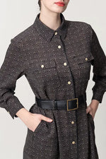 Oshima Tsumugi Design Stretch Georgette: Shirt Dress