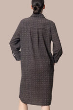 Oshima Tsumugi Design Stretch Georgette: Shirt Dress