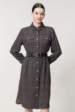 Oshima Tsumugi Design Stretch Georgette: Shirt Dress