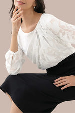 Cut Jacquard x Space Material: Decollete Tuck Dress