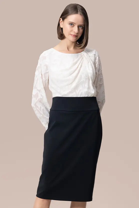 Cut Jacquard x Space Material: Decollete Tuck Dress