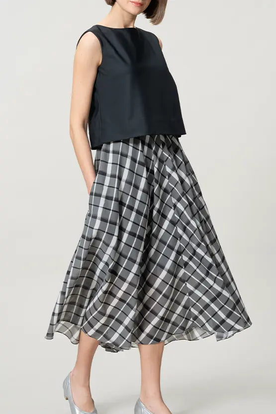 【ストレッチシフォン】レイヤードワンピース