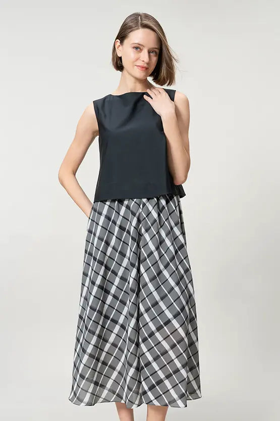 【ストレッチシフォン】レイヤードワンピース