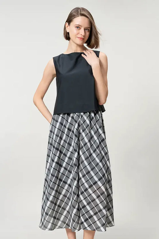 【ストレッチシフォン】レイヤードワンピース