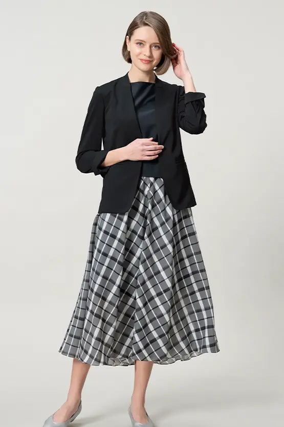 【ストレッチシフォン】レイヤードワンピース