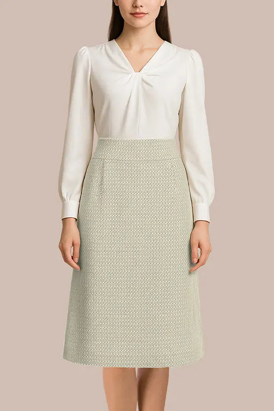 Stretch Georgette x Lame Jacquard:  Twisted Trapezoid Dress