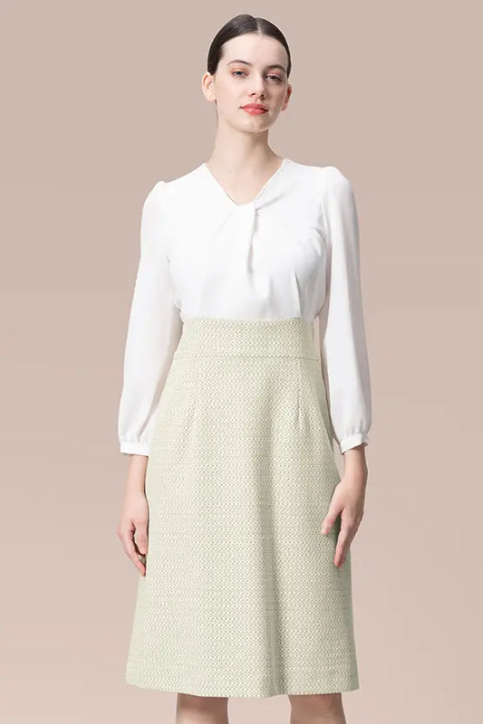 Stretch Georgette x Lame Jacquard:  Twisted Trapezoid Dress