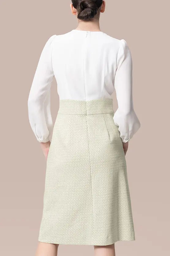 【ストレッチジョーゼット×ラメジャカード】ツイスト台形ワンピース