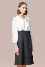 【ストレッチジョーゼット×ラメジャカード】ツイスト台形ワンピース