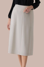 【ダブルジャージー】グレージュ　ミモレ丈セットアップスーツ