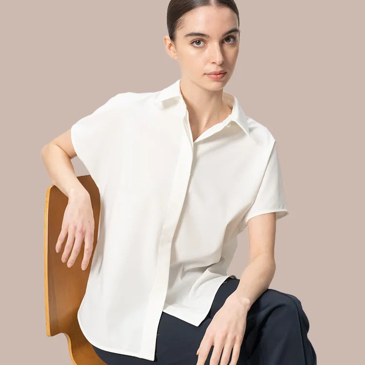 衿付きで涼しい。格上げドルマンブラウス