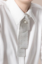 Authentic Oshima Tsumugi: Stretch Georgette Shirt with Bow Tie