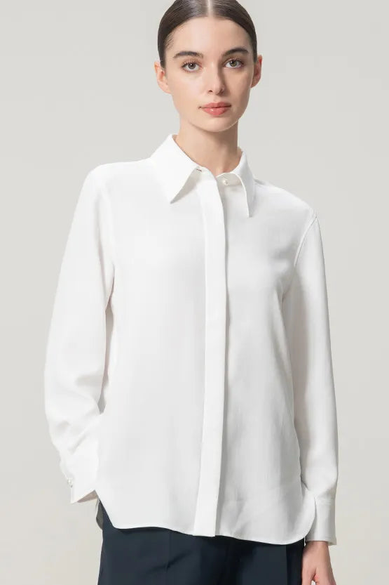 [Stretch Georgette] Front Fly Shirt