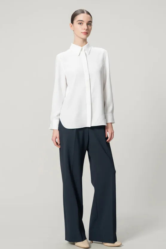 [Stretch Georgette] Front Fly Shirt