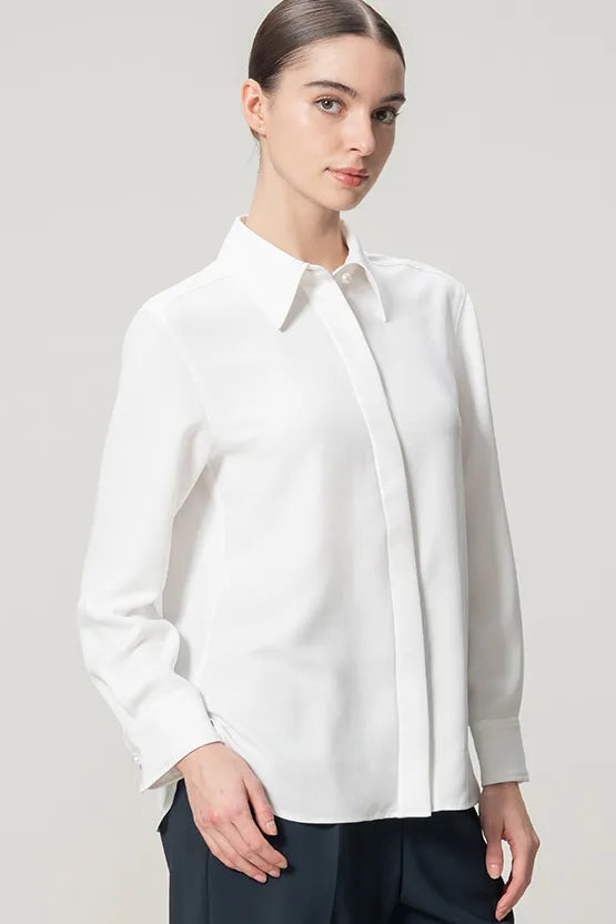 [Stretch Georgette] Front Fly Shirt