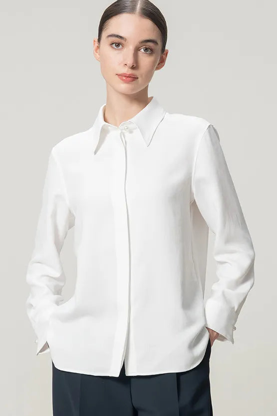[Stretch Georgette] Front Fly Shirt