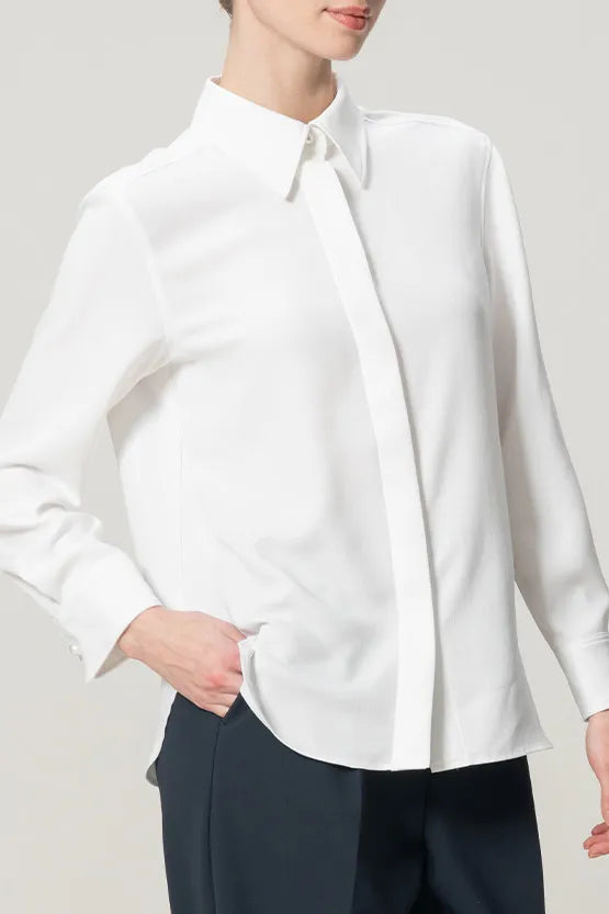 [Stretch Georgette] Front Fly Shirt