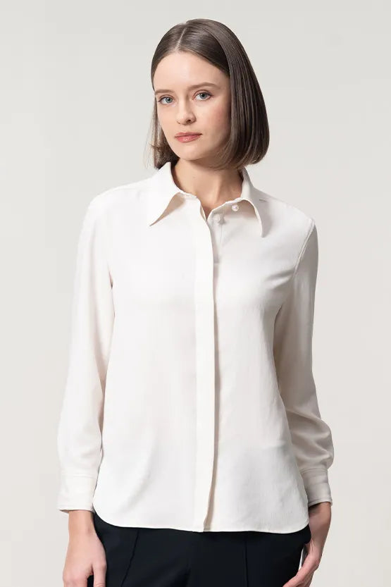 [Stretch Georgette] Front Fly Shirt