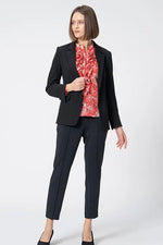 【ストレッチシフォン】フリル長袖ブラウス