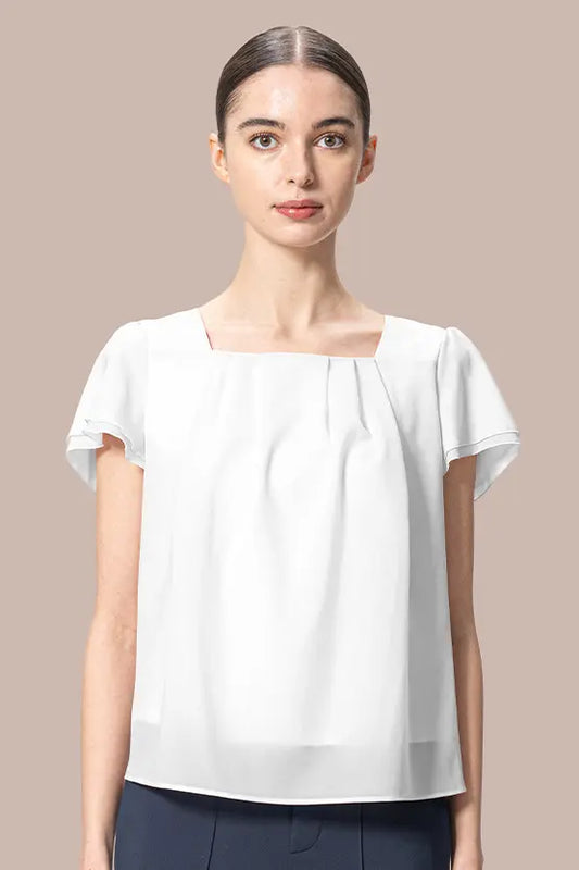 【ボディコンフィデンス】スクウェアネック　シフォントップス