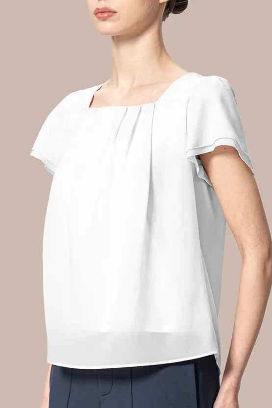 【ボディコンフィデンス】スクウェアネック　シフォントップス