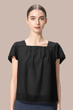 【ボディコンフィデンス】スクウェアネック　シフォントップス