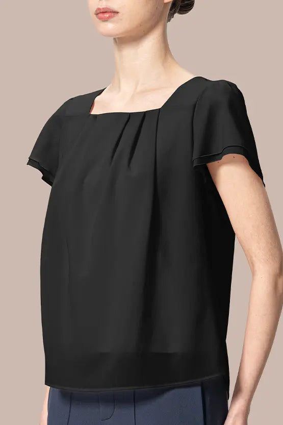 【ボディコンフィデンス】スクウェアネック　シフォントップス