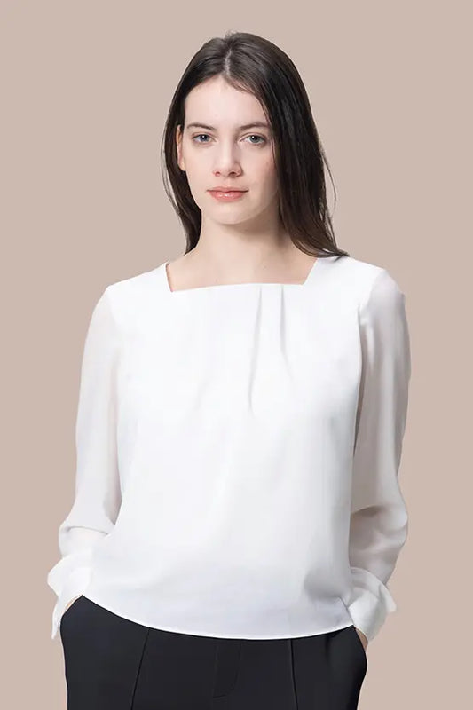 Stretch Chiffon: Round Neck Top