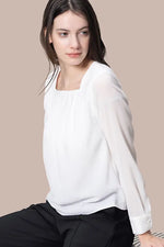Stretch Chiffon: Round Neck Top