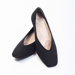 Black Vegan Suede Howa Howa Stretch Flats