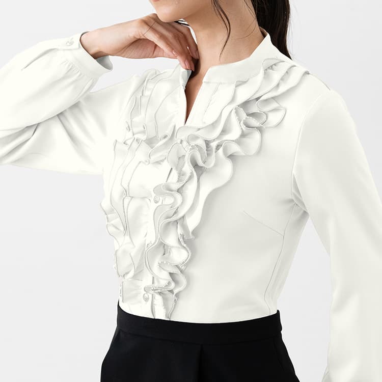 ストレッチサテン×スマートストレッチ】 サテンフリルワンピース– kay me