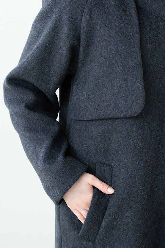 Navy Brown Fur-free Long Coat