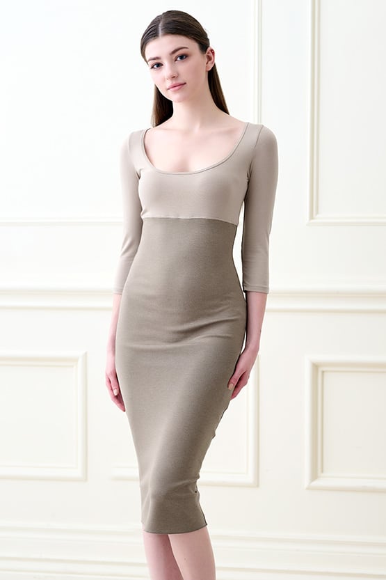 Greige 3/4 Sleeve Long Warm Underdress