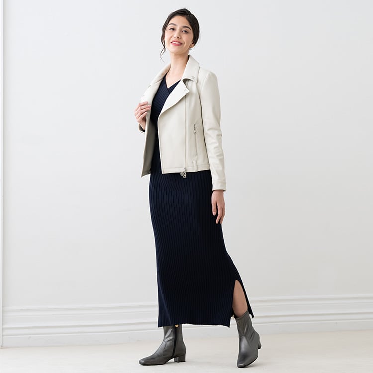 【ロング丈】ロングクロスニットワンピース