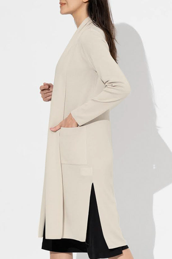 Greige Kanazawa Side-slit Cardigan