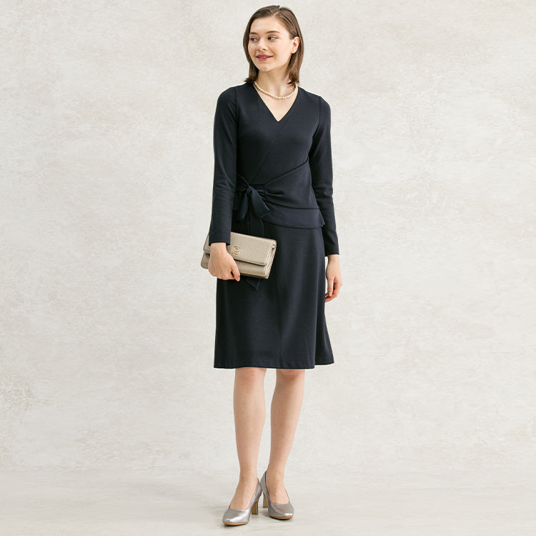 Double Jersey Red V-Neck A-Line Dress