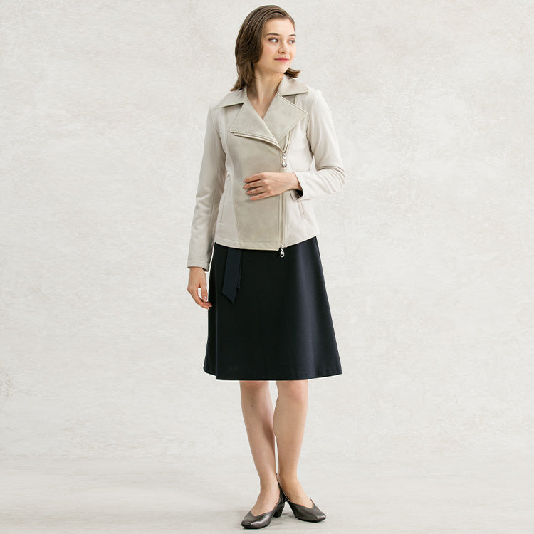 Double Jersey Red V-Neck A-Line Dress