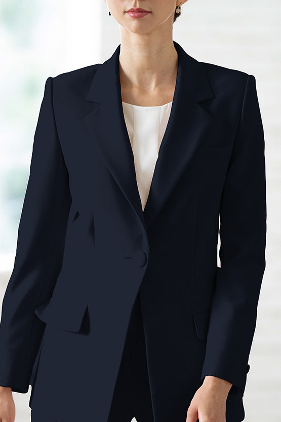 Smart Stretch Dark Navy Long Sculpted Jacket