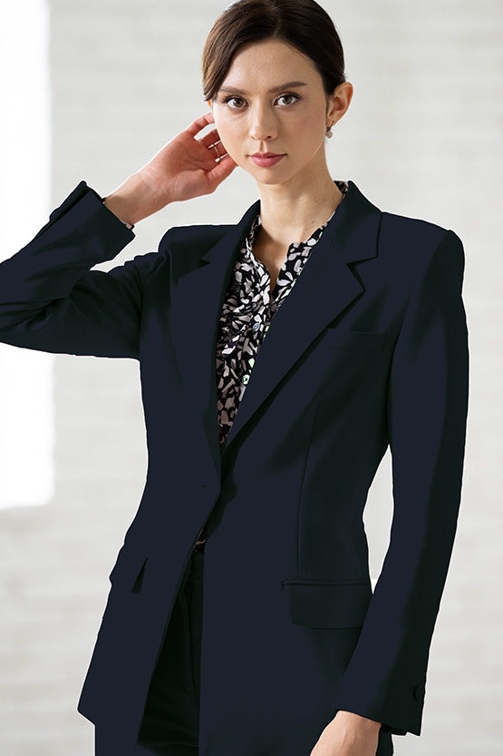 Smart Stretch Dark Navy Long Sculpted Jacket