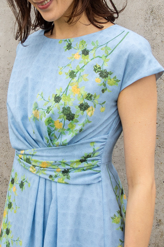 【再入荷決定・ストレッチシフォン】空の花　Aライン女優ワンピース