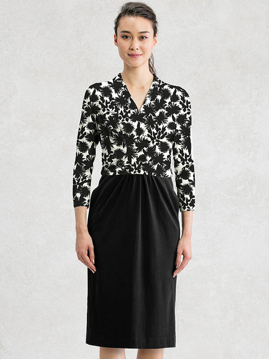 【スマートストレッチ】シルク風 切替シェルワンピース