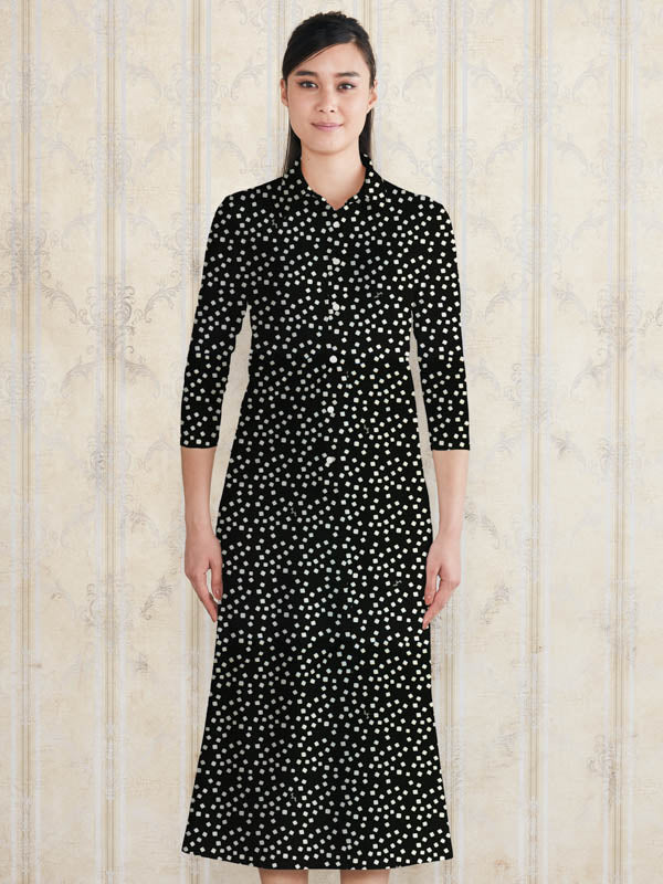 【ロング丈】 ブラック小雪　ロングシャツワンピース