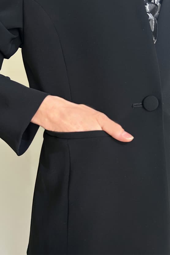 【スマートストレッチ】ロングノーカラージャケット