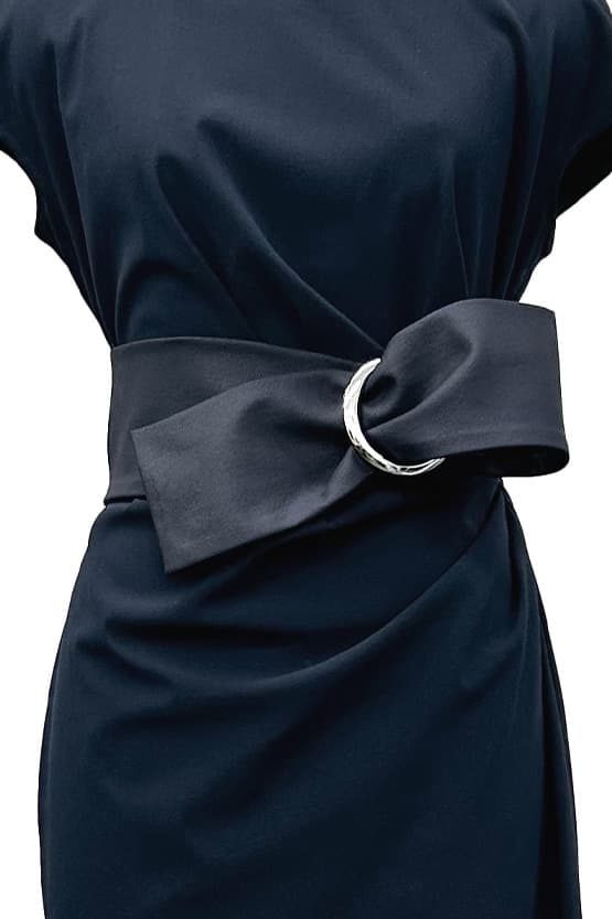 【コットン混 接触冷感 】サッシュ付きTドレス