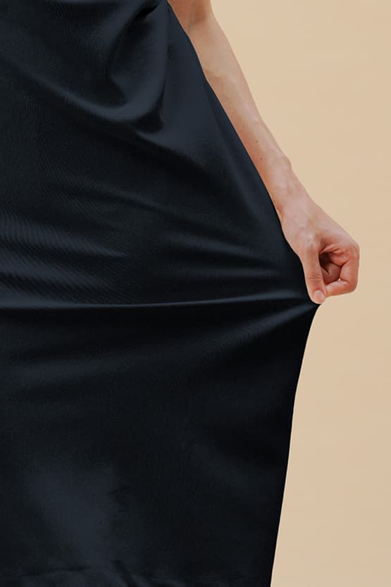 [Smart Stretch Light] Dark navy shirt dress with bowtie