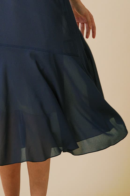 【ストレッチシフォン】ロングマーメイドワンピース
