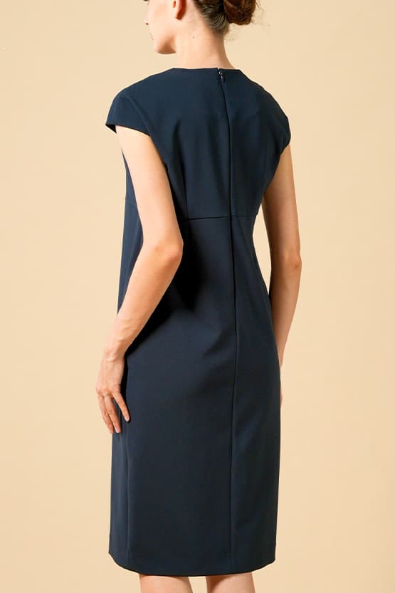 【清涼素材】キーネックサックワンピース