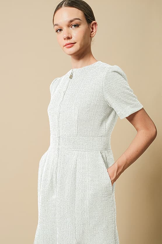 White Lamé Tweed Ceremony Suit Set