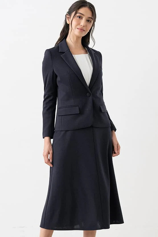 【ダブルジャージー】ミモレ丈Aラインスカート